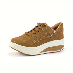 Lace Up Wedge Sneakers Thick Sole Casual Shoes Women