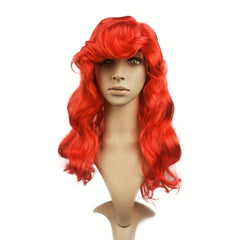 5inch Little Mermaid Red Wig for Girls, Cosplay Long Red Hair