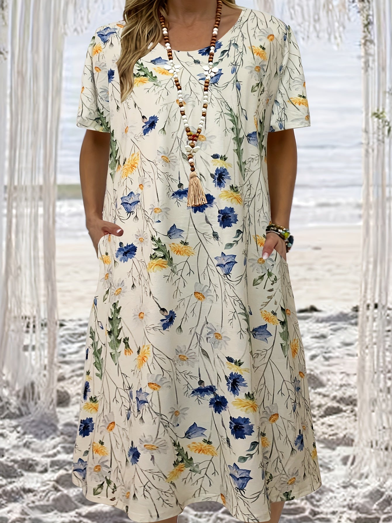 Women's Plus Size Floral Dress Short Sleeve