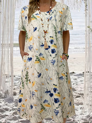 Women's Plus Size Floral Dress Short Sleeve