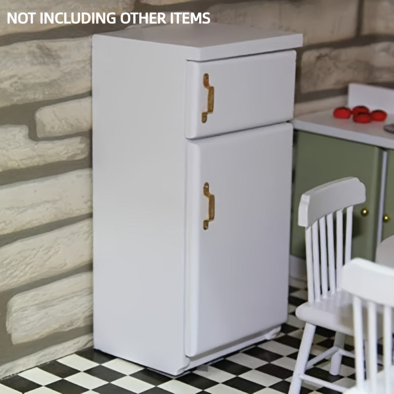 1:12 Scale Vintage Dollhouse Fridge Double Doors Wood Construction