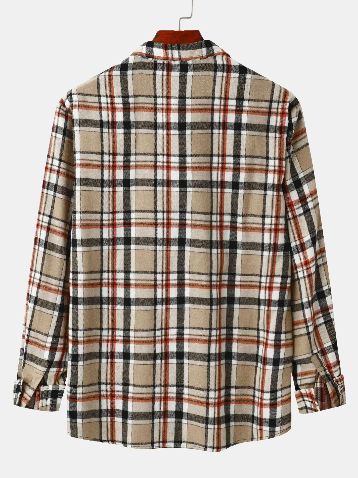 Men's Vintage Hawaiian Style Flannel Fleece Plaid Lapel Shirt