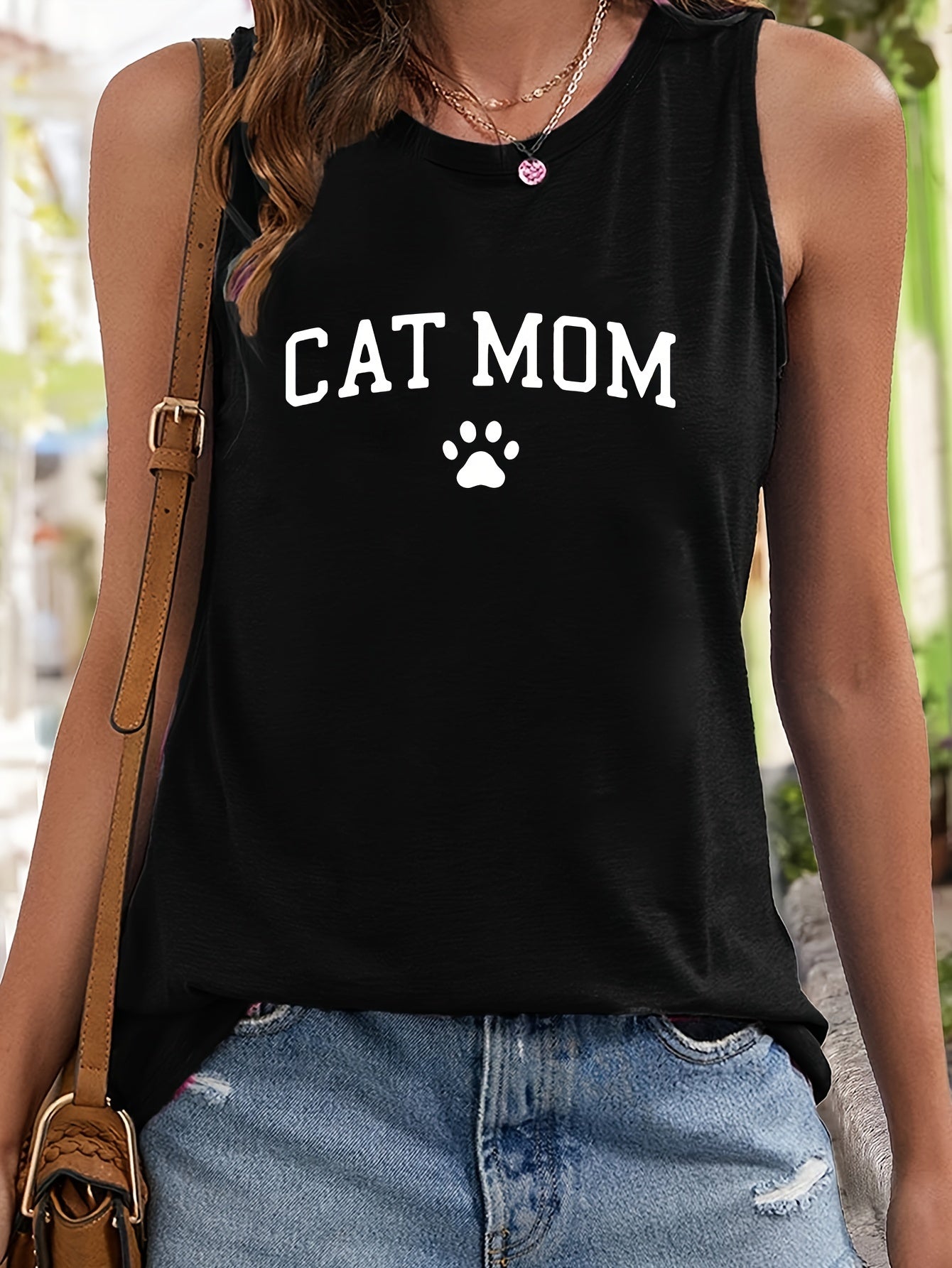 Paw & Letter Print Sleeveless Sports Vest Women's Activewear