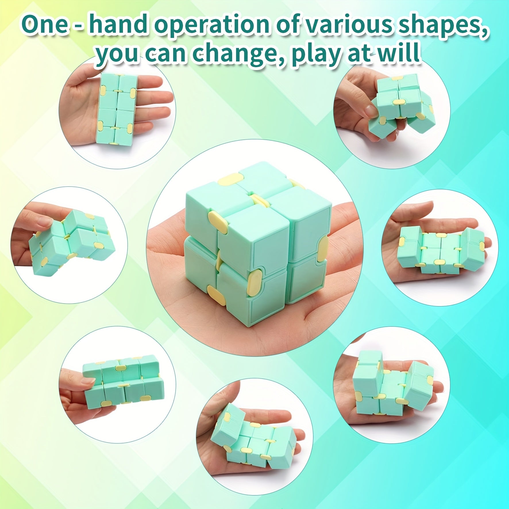 Portable Infinity Cube ABS Green Handle Top One-Handed Operation 4pcs Set