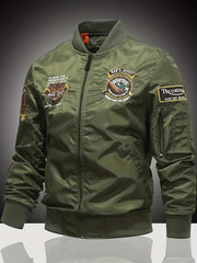 Embroidered Men's Slim Fit Street Jacket Windproof Motorcycle Jacket