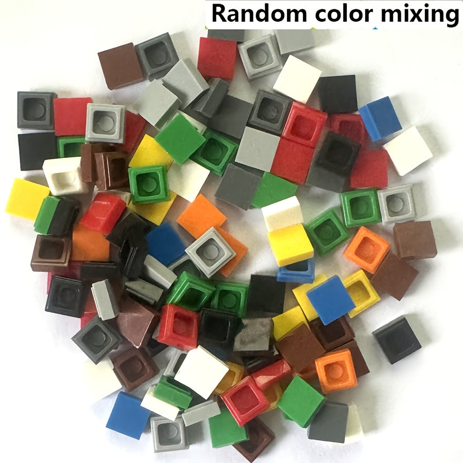 200pcs 1x1 Bricks Flat Tile Building Blocks ABS Red Yellow Grey Green