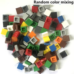 200pcs 1x1 Bricks Flat Tile Building Blocks ABS Red Yellow Grey Green