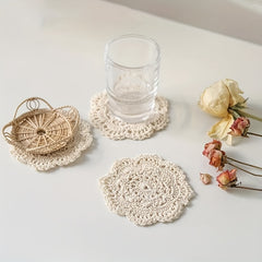 1pc Retro Lace Crochet Coaster Flower Thread Trivet Mat Coffee Cup Coaster
