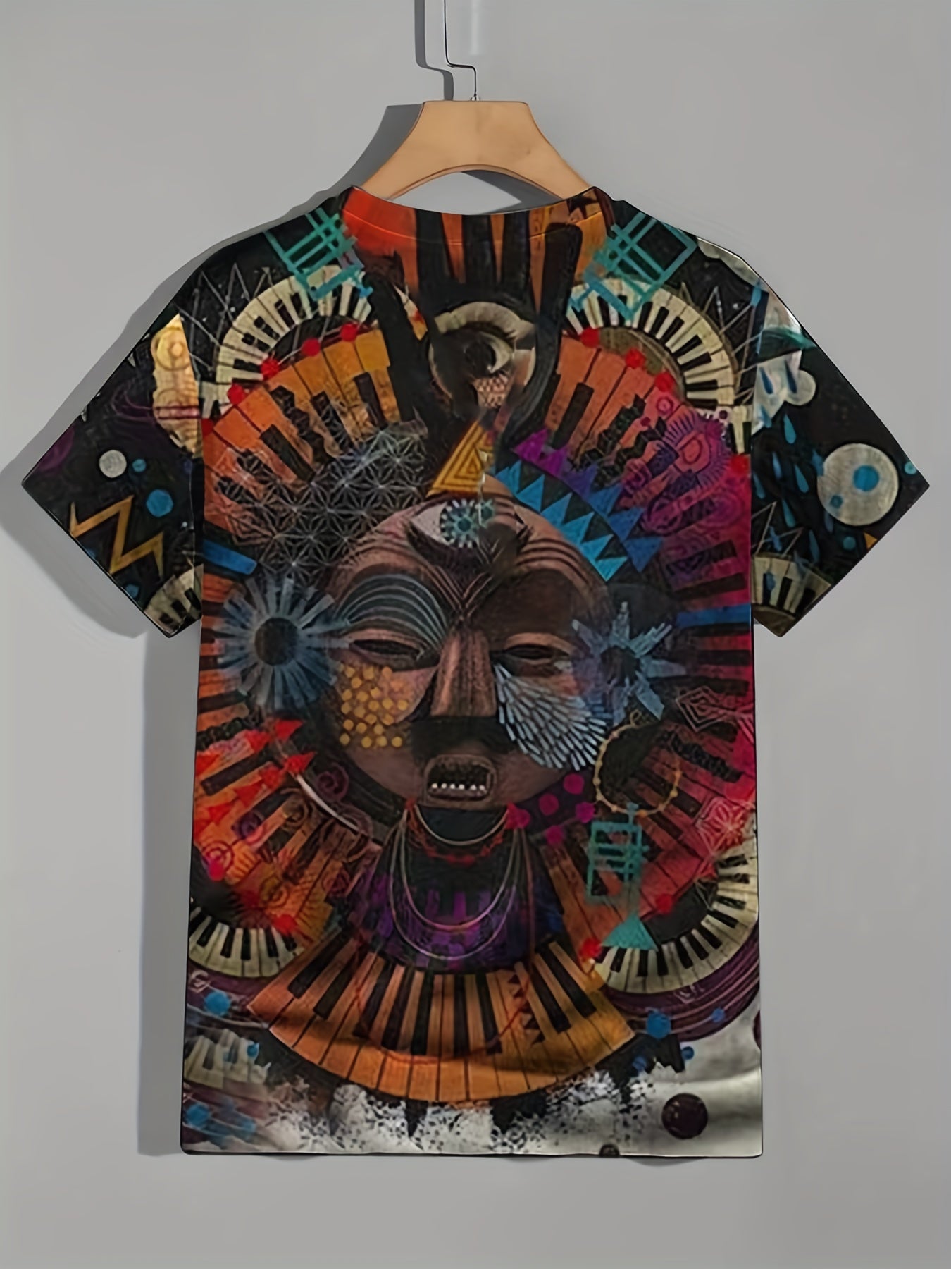 Men's Piano Graphic T-shirt 3D Digital Print Casual Comfy Stretch