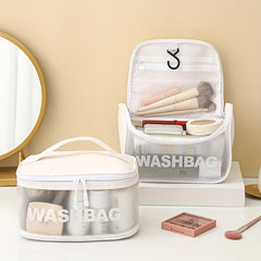 Translucent PVC Cosmetic Bag with Hanging Handles