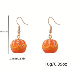Orange Resin Earrings Peeling Fruit Style Jewelry