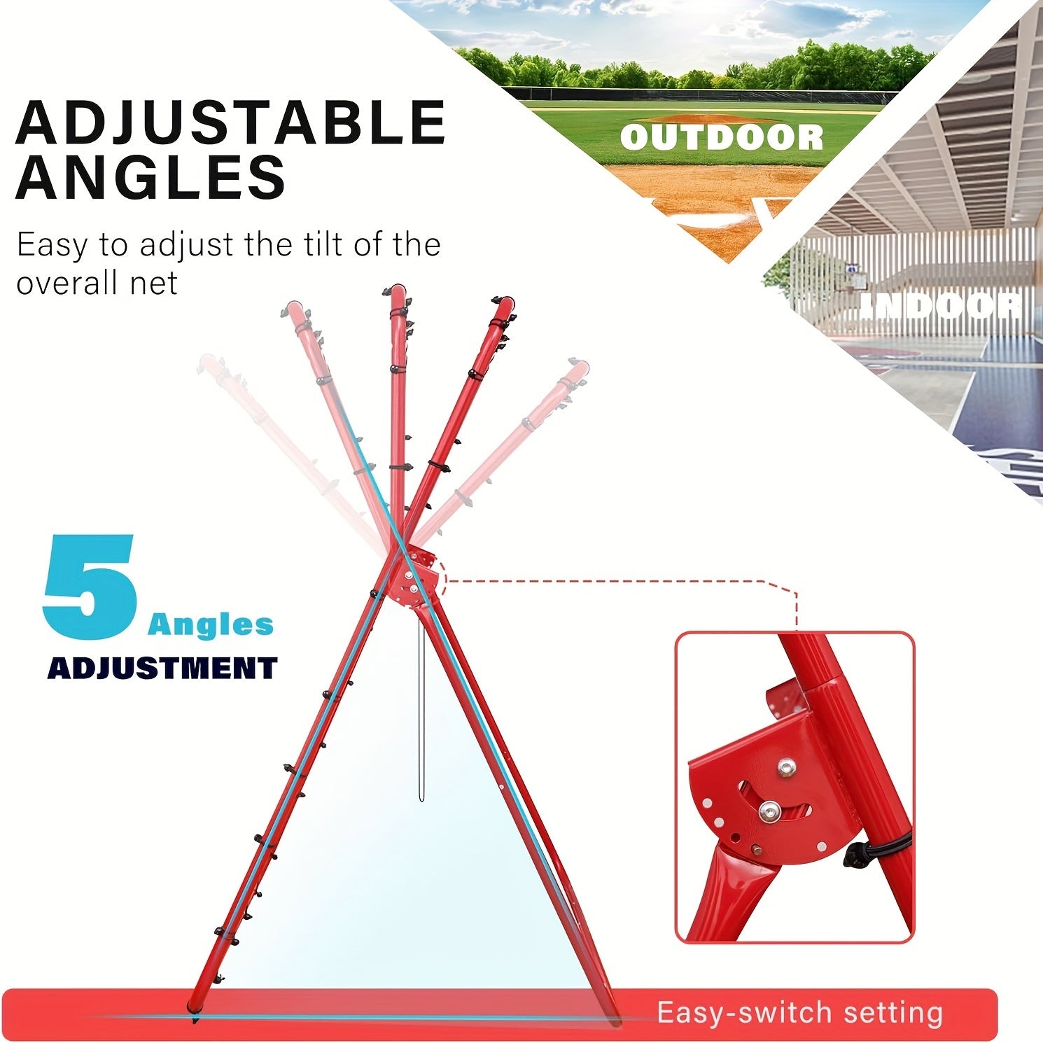 Adjustable Bounce Back Net for Baseball Softball Lacrosse Practice