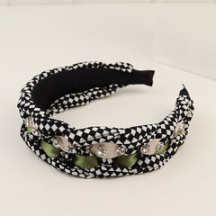 Synthetic Hair Braided Headband with Houndstooth Scarf