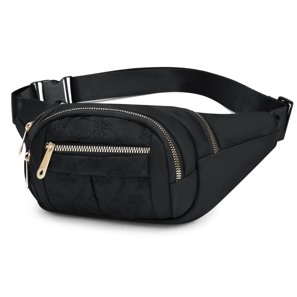 Flower Embroidery Nylon Fanny Pack Women's Zipper Crossbody Chest Bag