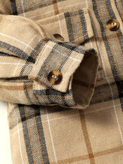 Boy Plaid Shirt Romper Flannel Long Sleeve Oversized Tops Button Down