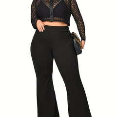  Flared Leg Trousers High Rise Medium Stretch Pants