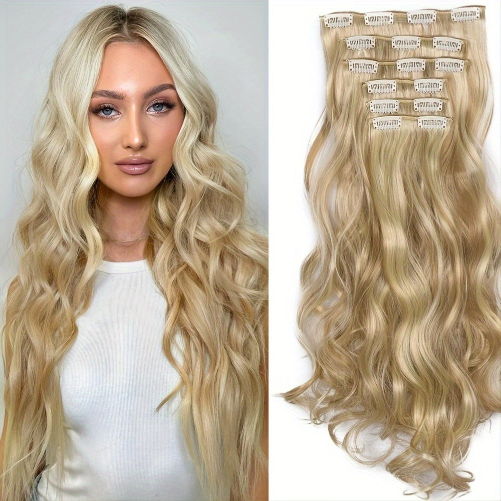 6pcs Body Wave Hair Extensions 55-88cm Double Weft Synthetic Heat Resistance