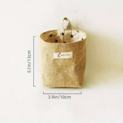 Jute Cotton Linen Storage Bag Wall Hanging Pocket Fabric Organizer Dorm