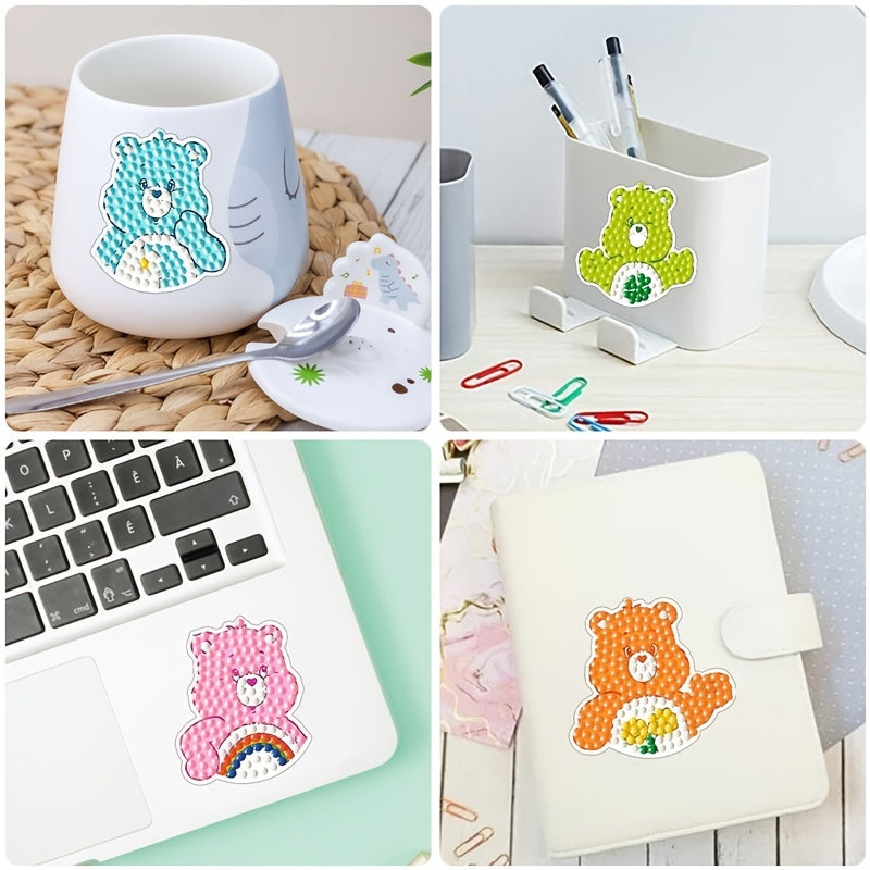 17pc DIY Diamond Painting Stickers Animals Bear Art Craft Teen Accessory