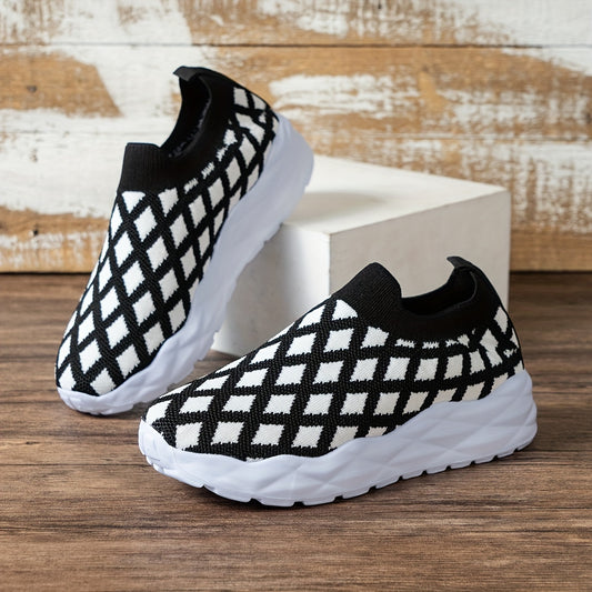 Plaid Pattern Bottom Sneakers Lightweight Breathable Sport Shoes