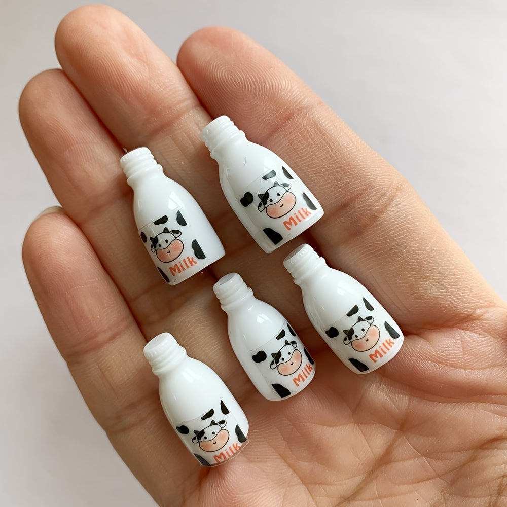 5pcs Mini Simulated Milk Bottle Dollhouse Ornaments Resin Craft