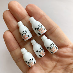 5pcs Mini Simulated Milk Bottle Dollhouse Ornaments Resin Craft