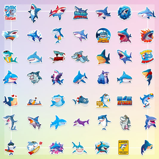 50pcs Shark Stickers Marine Animal Waterproof Vinyl Stickers DIY Travel