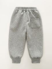 Boys Cartoon Embroidered Fleece Thermal Sweatpants