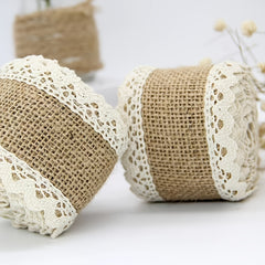 Burlap Decorative Ribbon Jute Webbing Edge Ribbon 2m 6.6ft Per Roll
