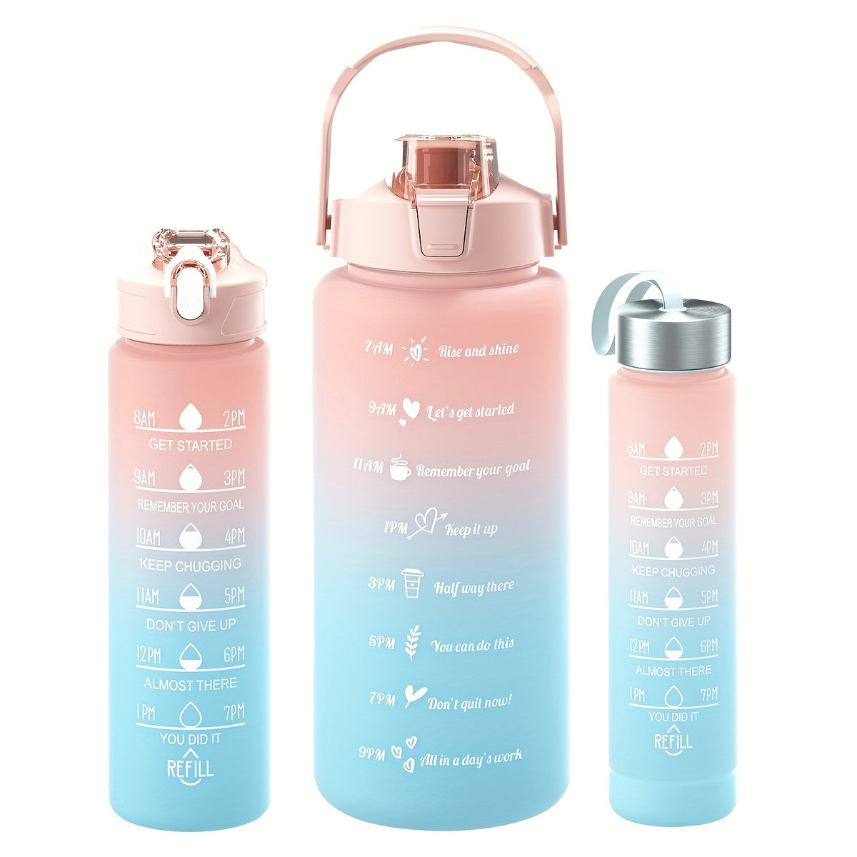 Large Capacity Straw Water Bottle Set