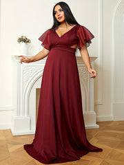  Solid Eyelet Embroidered Maxi Party Dress