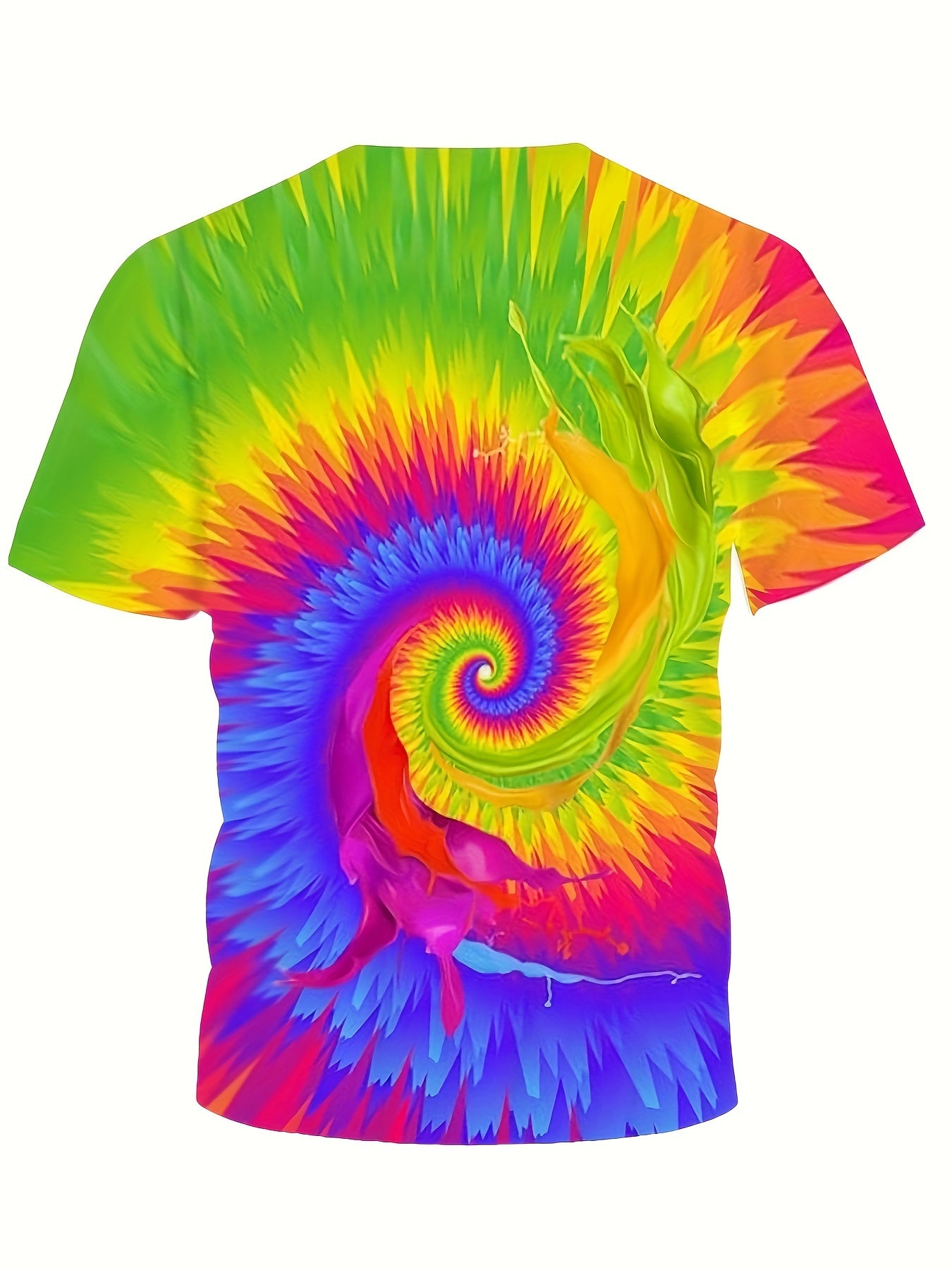 3D Rainbow Tie Dye Short Sleeve T shirt Loose Fit Pullover For Kids
