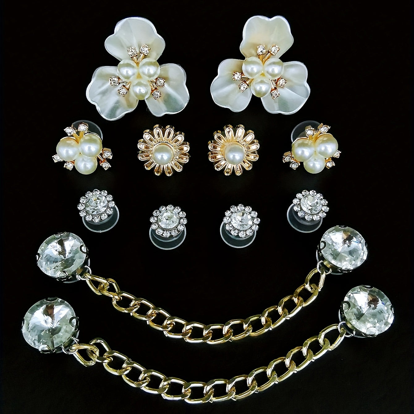 12pcs Flowers & Chain Shoe Charms for Clogs Garden Shoes DIY Accessories