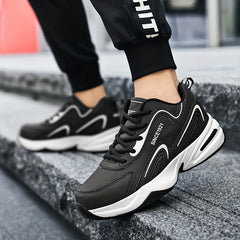 Men's Block Letter Print Chunky Sneakers