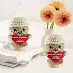 8 Inch Mini Coffee Cup Crochet Doll Toy Positive Decoration