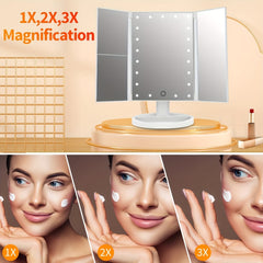 LED Lighted Makeup Mirror Touch Sensor Dimming Travel Vanity Mirror