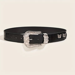 Butterfly Buckle PU Belt Y2K Vintage Rhinestone Punk Belts