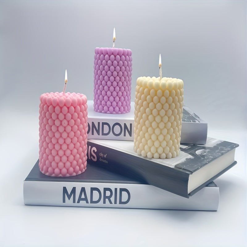 Cylinder Scented Candle Silicone Mold Round Bubble Candle Holder