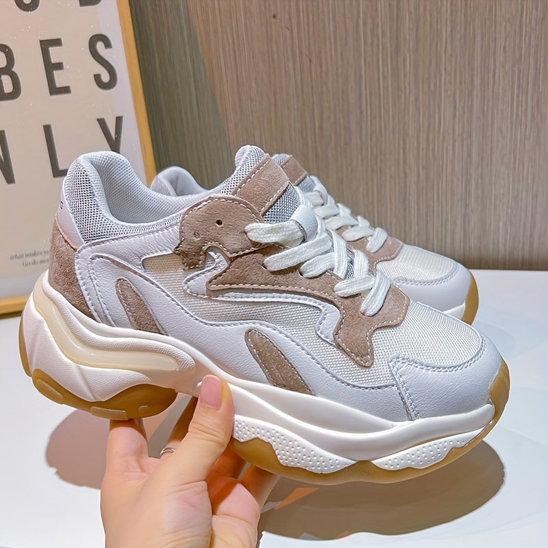 Non Slip Breathable Athletic Chunky Sneakers Lace Up Running Shoes
