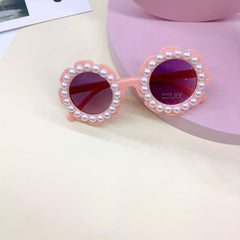 Y2K Flower Frame Pearl Sunglasses UV Protection