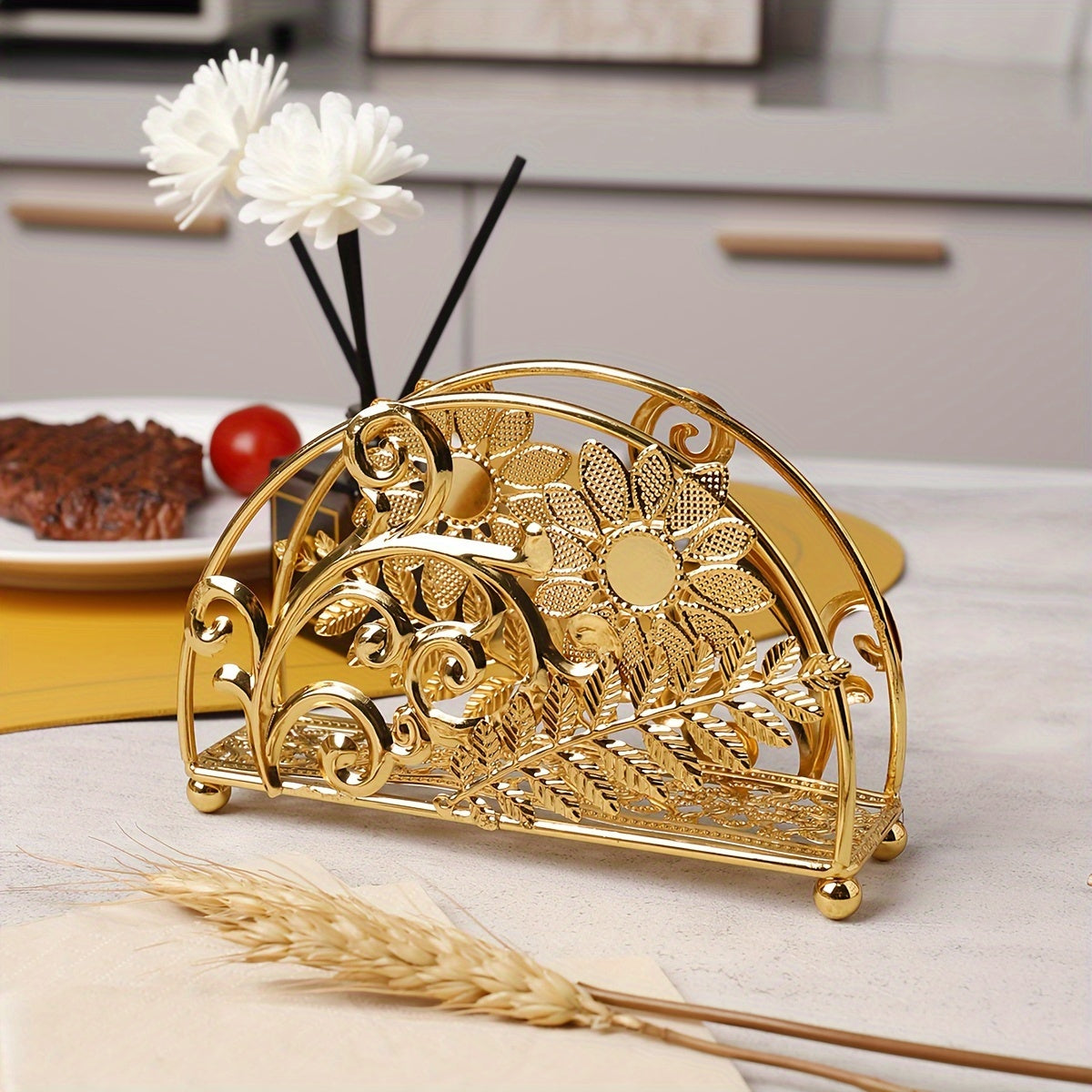 Vintage Metal Semi circular Napkin Holder for Dining Table