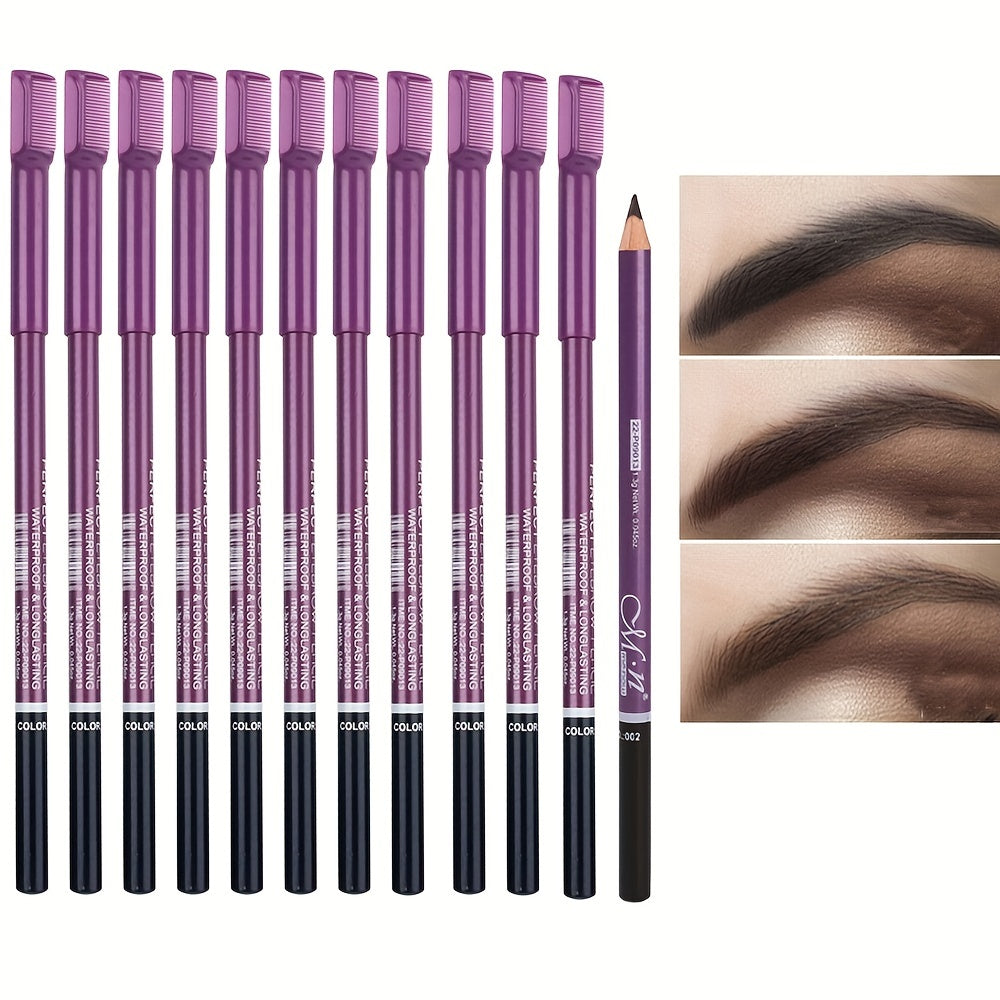 121pcs Eyebrow Pencil With Comb And Brown Wooden Rod