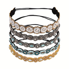 Crystal Rhinestone Headband Beaded Headband Elastic Hair Bands For Women