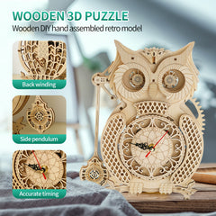 3D Wooden Puzzle DIY Owl Pendulum Clock Ferris Wheel Toy