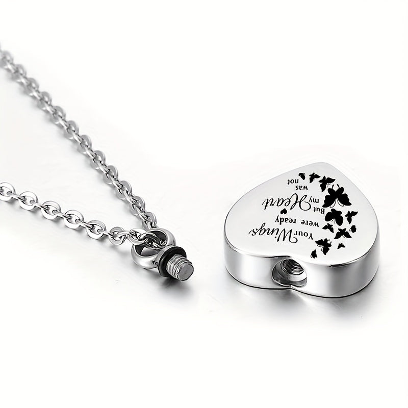 Heart Pendant Cremation Jewelry for Pet Ashes Stainless Steel Urn Necklace