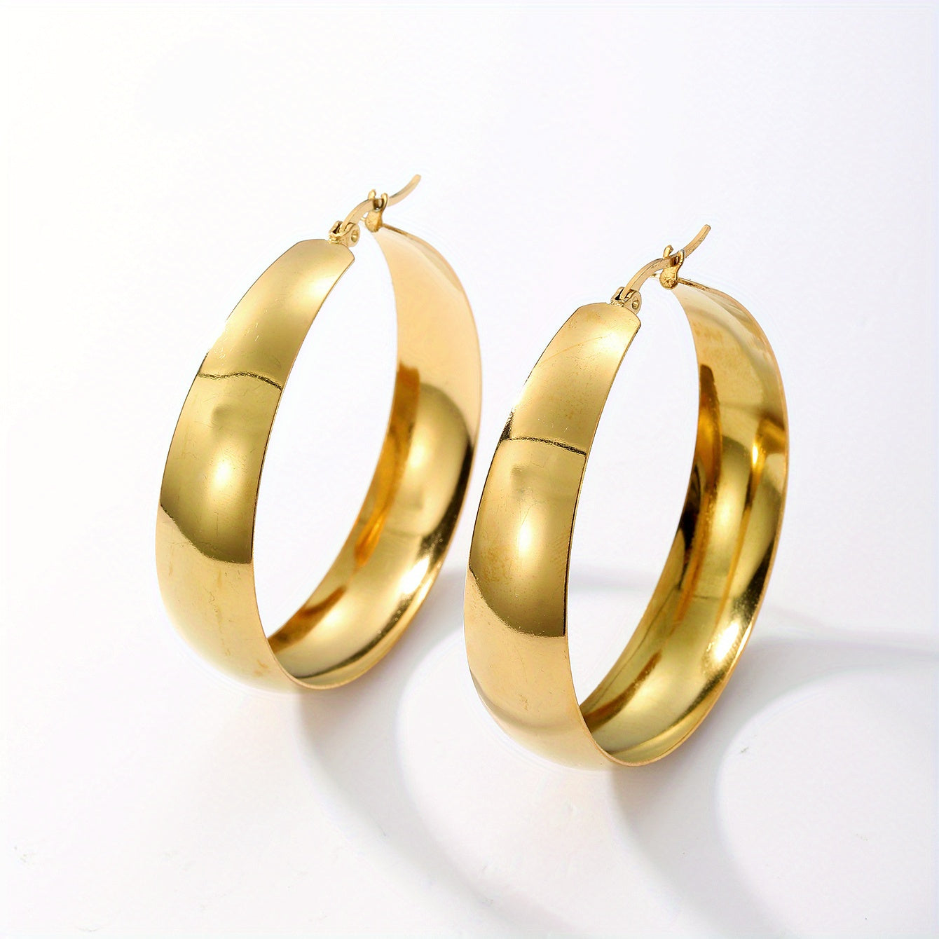 Chunky Hoop Earrings Minimalist Style Stainless Steel 18K Plated