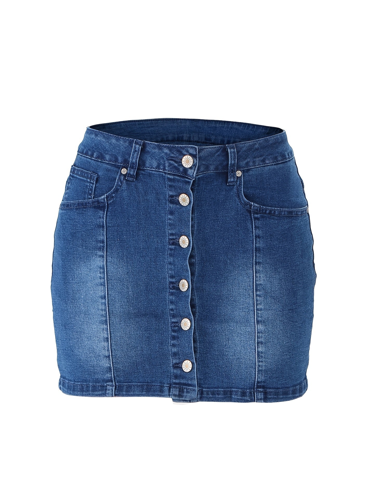 High Stretch Denim Skirt Bodycon Slash Pockets High Waists