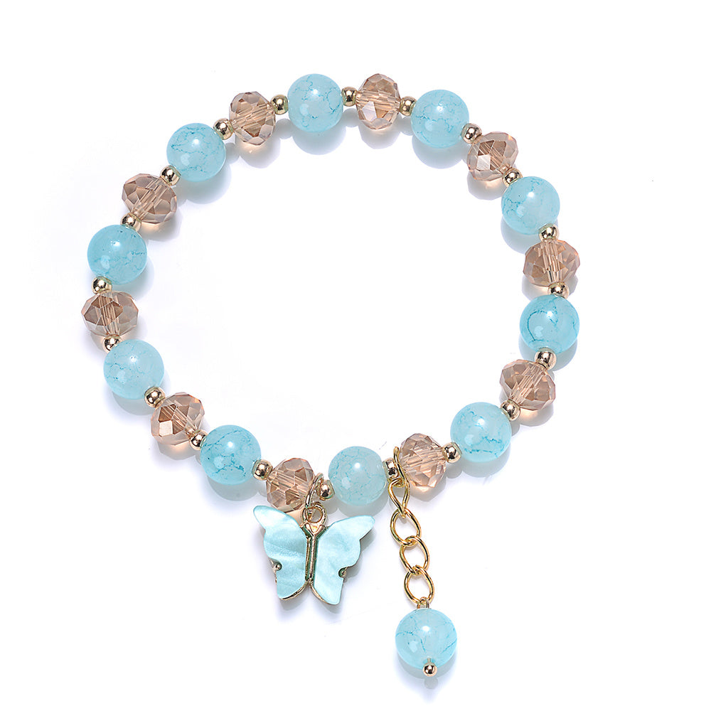 Beaded Butterfly Charm Bracelet Glass Sweet Jewelry Gift Yoga Meditation