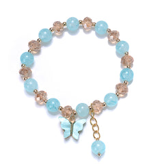 Beaded Butterfly Charm Bracelet Glass Sweet Jewelry Gift Yoga Meditation