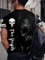 Men's Skull Pattern Shirt Casual Short Sleeve Tee Top